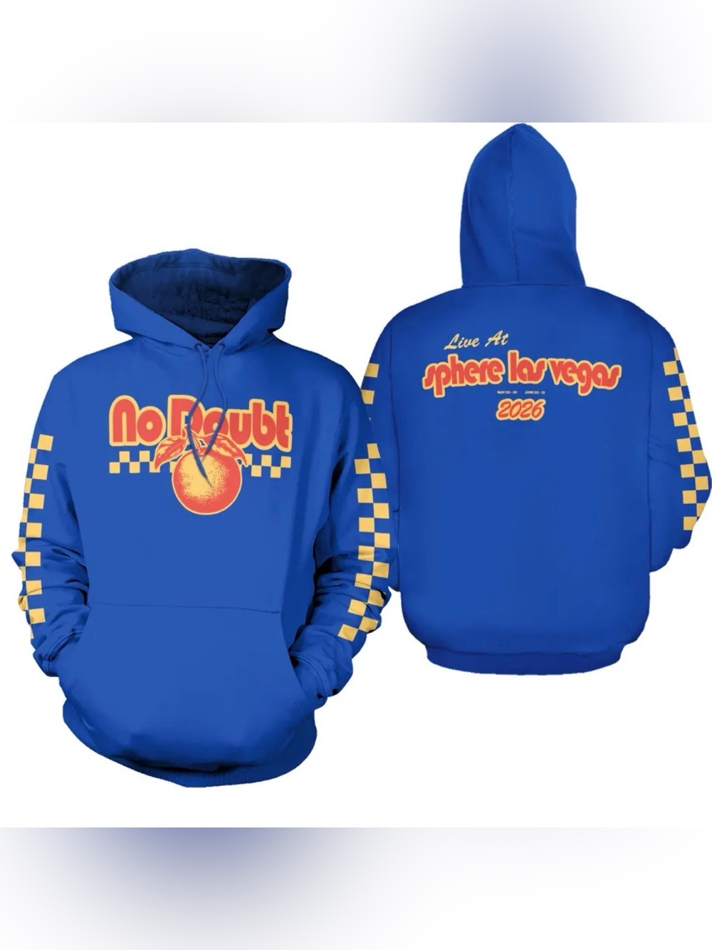 Sold out No Doubt Residency Blue & Orange Checker Hoodie - Sphere Las Vegas 2026